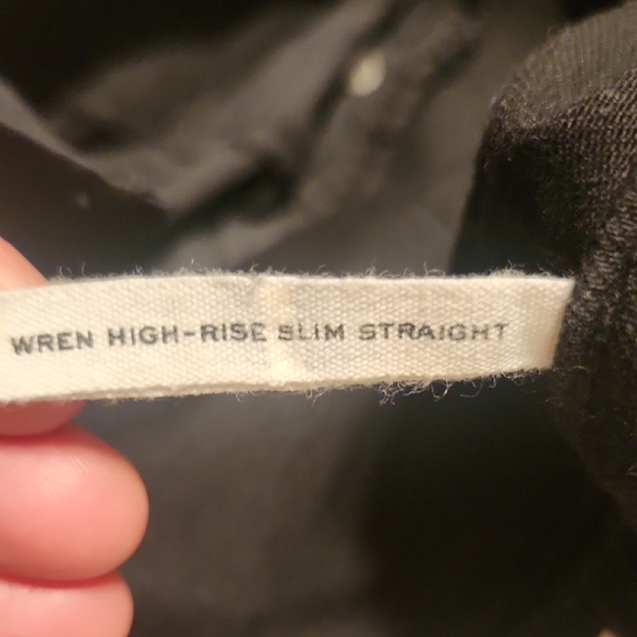 Rag & Bone Wren High - Rise Slim Straight Leg Frayed Edge Black Jeans Size 30 - Picture 4 of 9